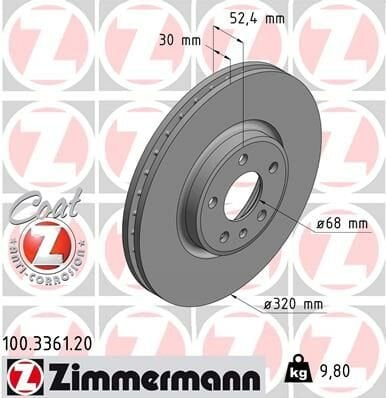 ÖN FREN AYNASI A4-A5-A6-A7-Q5 320x30x28xHAVALI 0986479C49-DF6148-ZIMMERMANN-8R0615301-8R0615301C