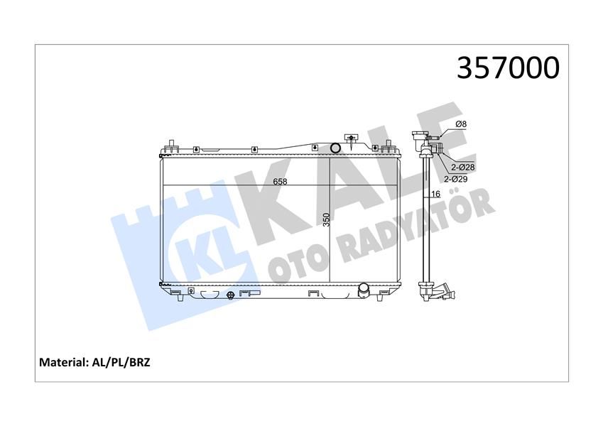 RADYATÖR CIVIC VII MEKANİK AL/PL/BRZ 350x658x16-KALE-19010PLCJ02-19010PLR004-19010PMAE01