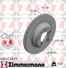 FREN DİSK ARKA PORSCHE TAYCAN 2019 358 MM - 28 MM-ZIMMERMANN-9Y0615601B