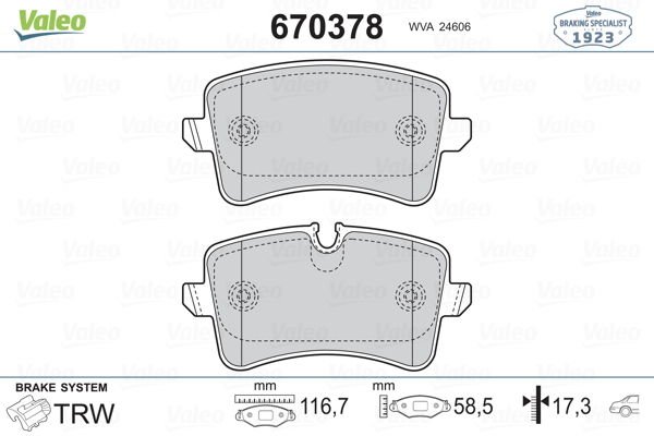 ARKA BALATA A4-A5-Q5 09 GDB1765-VALEO 670378-8K0698451-8K0698451A-WVA24606