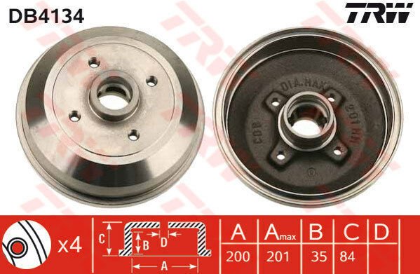 ARKA FREN KAMPANASI CORSA A 83-92 -CORSA B-TIGRA A 93-02 ABS Lİ-TRW DB4134-90509107-418025-90425919-90425920
