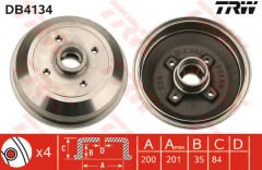 ARKA FREN KAMPANASI CORSA A 83-92 -CORSA B-TIGRA A 93-02 ABS Lİ-TRW DB4134-90509107-418025-90425919-90425920