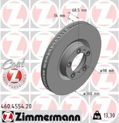 FREN DISKI ON SAG PORSCHE CAYENNE 9YA 17 PANAMERA 971 16 360 MM - 36MM-ZIMMERMANN 460.4554.20-9J1615302A-9Y0615302A
