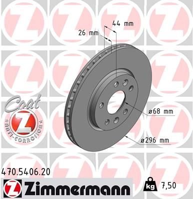 ÖN FREN DİSKİ RENAULT MEGANE IV 15 TALISMAN 15 DIŞ ÇAP:296MM K:26MM Y:44MM 5 DELİK-ZIMMERMANN 470.5406.20-402062000R