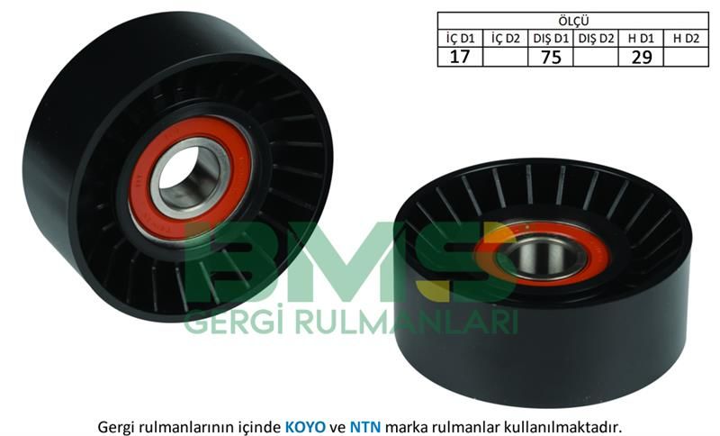 ALTERNATÖR GERGİ RULMANI CRAFTER 2.5 TDI 06 BJK-BJM KANALSIZ 75mm-BMS 292-076145276