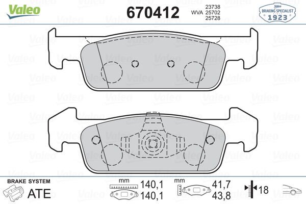 ÖN BALATA CLIO IV 1.2 1.5DCİ 12 DACIA SANDERO II 1.2.1.2 LPG 2012 LOGAN 12 140.2x18x42-VALEO 670412-410609646R-410602396R