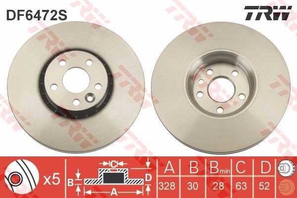 ÖN FREN AYNASI ADET VOLVO XC60 D3 D4 D5 2.4D 2.0T 3.2 T5 T6 2008 2017 CAP 328X5 BJN-TRW DF6472S-31277342-31410568-31471034