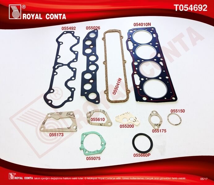 T054692N ÜST TAKIM CONTA TIPO-UNO 1.4 146 C1.000-C5.000 160 A.1000 KEÇE VE SUBAP LASTİĞİ YOK-ROYAL T054692-5888262