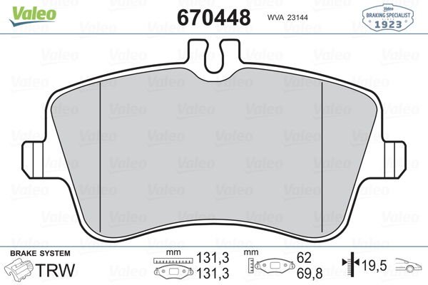 FREN BALATASI ON MERCEDES W202 W203 CL203 C209 R171-VALEO 670448-A0054206220