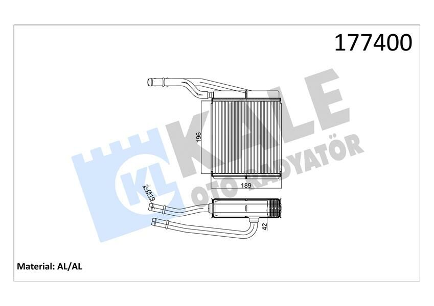 KALORİFER RADYATÖRÜ FOCUS-TOURNEO CONNECT 1.6 16V-1.8 16V-1.8 TDI 207x196x27 2 SIRA ALB-KALE-1062254-XS4H18476AB