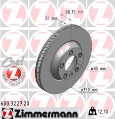 ÖN FREN AYNASI SAĞ AUDI Q7 3.0 TDI 06 TOUAREG 02 CAYENNE 3.2 4.5 S TURBO 02 986479251-DF4760S-ZIMMERMANN 600.3227.20-7L8615302-7L6615302E-7L6615302K