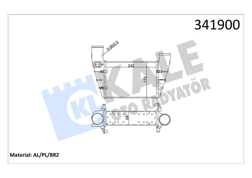 TURBO RADYATÖRÜ INTERCOOLER PASSAT-A4-A6 1.8T 1.9TDI 0005 240.8X166.2X67 AL-PL-BRZ-KALE 341900-058145805A-058145805B-058145805G