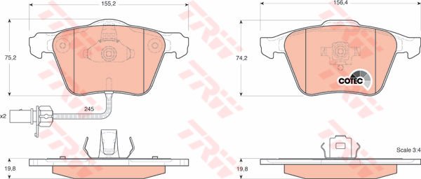 ÖN BALATA AUDI A6-A8 2.0 3.0 TDI 3.2 FSI 06 GDB1659-GDB1617-TRW GDB1554-4E0698151M-4E0698151F-WVA23801