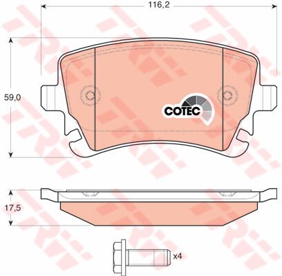 ARKA BALATA VW TRANSPORTER T5 03-09 A4 04-09 A6 04-11 A8 03-10 FİŞSİZ-TRW GDB1516-8E0698451C-4B3698451-4F0698451F