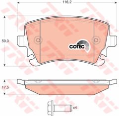 ARKA BALATA VW TRANSPORTER T5 03-09 A4 04-09 A6 04-11 A8 03-10 FİŞSİZ-TRW GDB1516-8E0698451C-4B3698451-4F0698451F