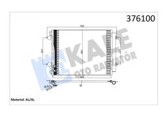 KLİMA KONDENSERİ PASSAT 05 1.4TSI-1.8TSI-2.0TSI-3.2FSI-3.6FSI 575X460X16 AL/AL-KALE-3C0820411B-3C0820411D-3C0820411H