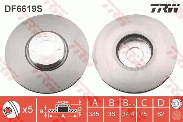 FREN DISKI ON ADET SAG BMW X5 E70 F15 X6 E71 E72-TRW DF6619S-34116782068