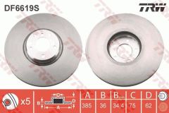 FREN DISKI ON ADET SAG BMW X5 E70 F15 X6 E71 E72-TRW DF6619S-34116782068