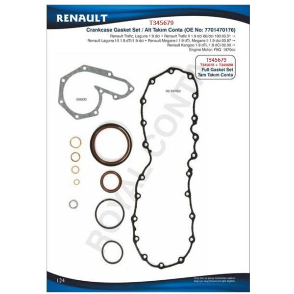 ALT TAKIM CONTA SKT KEÇELİ KNG-MASTER-MGN 1.9 F9Q-ROYAL T345679