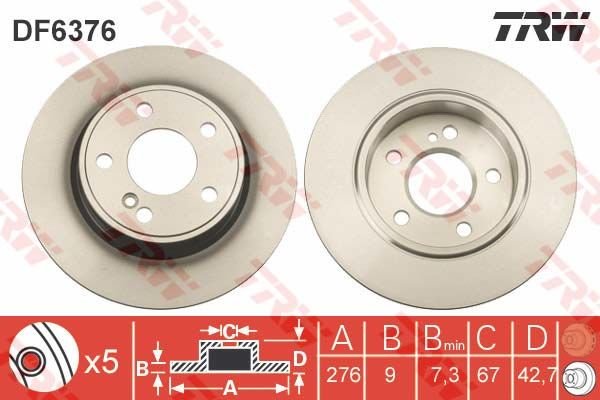 FREN DISKI ARKA MERCEDES W176 W246 C117-TRW DF6376-A2464230012