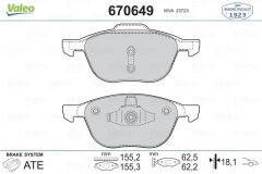ÖN BALATA FOCUS 2004 2018 CMAX 2007 2019 KUGA 10-14 VOLVO V40 2019 S40 04-12 V50 04-12 C70 2006-2013 C30 2006-2012 MAZDA 3 2008-2014 MAZDA 5 2010-VALEO 670649-3M512K021AB-30742030-BPYK3323Z