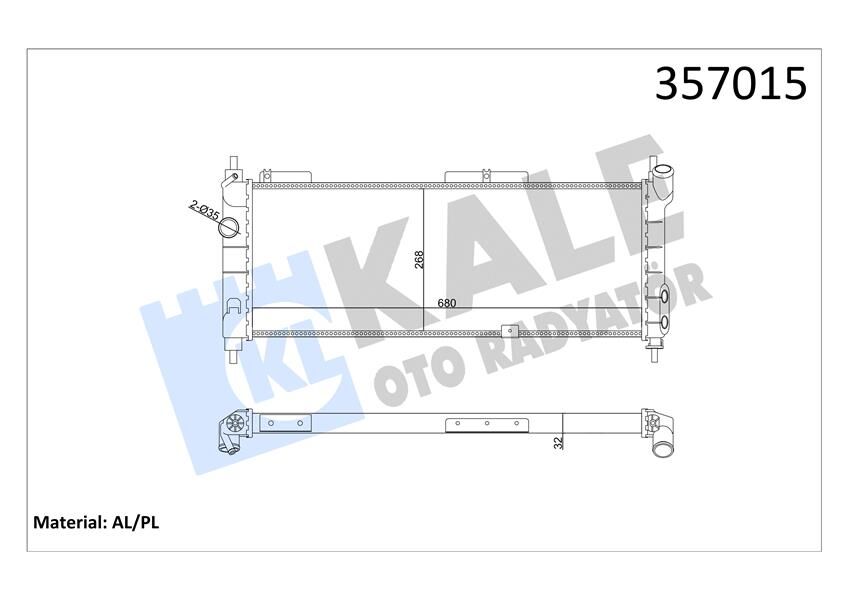 SU RADYATÖRÜ OPEL CORSA B-COMBO-TIGRA 1.2I 1.4I 1.6I 16V 93 MT AC MEKANİK 680x268x32-KALE-52459323-1300152-1300153-52459322