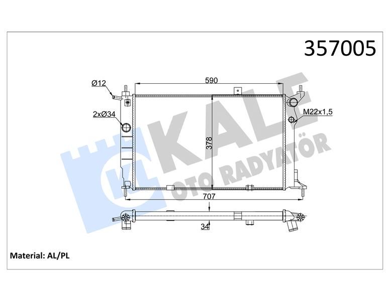 SU RADYATÖRÜ OPEL ASTRA F 1.4I 1.6I 1.8I 2.0I 91 MT AC MEKANİK 590x378x34-KALE-1300116-1300147-52455009
