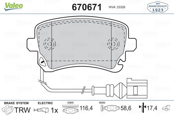 ARKA BALATA TRANSPORTER T5 T6 04 GDB1557 FİŞLİ-VALEO 670671-7H0698451-7H0698451B-7H0698451A