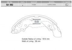 ARKA PABUÇ BALATA ACCENT 03 COUPE 96-02 ELANTRA 96-00 GS8569 203x39-SANGSIN SA062-5830529A00-5830528C00-5830528B00