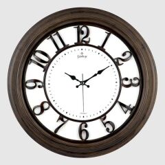 DUVAR SAATİ KAHVERENGİ AHŞAP GÖRÜNÜM İÇİ BEYAZ ÇERÇEVE 46CM KABARTMA RAKAMLI SELEFON KORUMALI AMERİKAN BRİSTOL KADRAN METAL AKREP/YELKOVAN/SANİYE AKAR SANİYELİ MEKANİZMA ABS HAMMADDE MİNERAL CAM-SAAT 1963-KB-SAAT 1963-KB