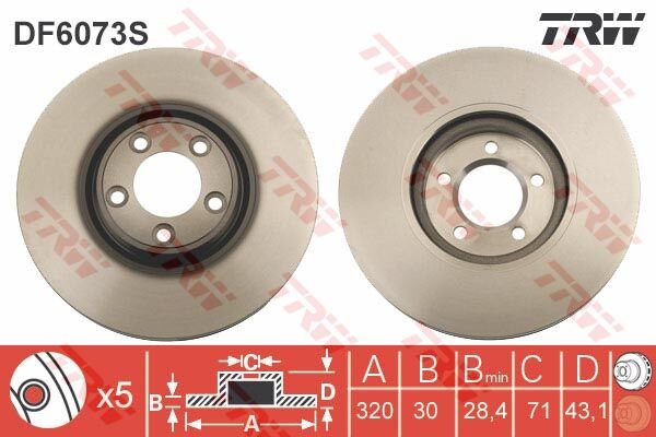FREN DISKI ON JAGUAR S-TYPE 2 X200 XJ X350. X358-TRW DF6073S-C2C8354