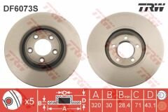 FREN DISKI ON JAGUAR S-TYPE 2 X200 XJ X350. X358-TRW DF6073S-C2C8354