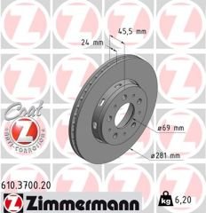 ÖN FREN AYNASI CARISMA 95/6.06 VOLVO S40 1.6 1.8 1.9 2.0 T 95/04 V40 95-04 281x24x4DLxHAVALI 986478493-DF4054-ZIMMERMANN 610.3700.20-30818027-M818027
