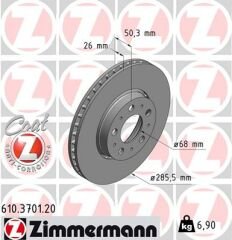 ÖN FREN AYNASI VOLVO S60 00-10 S80 98-06 V70 97-07 XC70 00-07 285x5DL KÜÇÜK TİP 986479210-DF4238-ZIMMERMANN 610.3701.20-272403-31262706