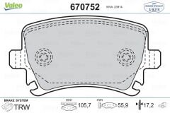 ARKA BALATA PASSAT-CC-CADDY-GOLF5-GOLF6-JETTA-A3-A6-LEON-OCTAVIA-SUPERB 04 GDB1622-VALEO 670752-3C0698451D-1K0698451G-4F0698451D