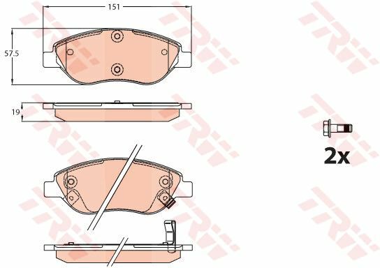 ON BALATA FIAT EGEA 15 1.4 1.5 T4 HIBRIT 1.6 D K:19 MM G:151.1 MM BÜYÜK TİP-TRW GDB2228-77367923-77368553