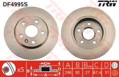 ÖN FREN AYNASI INSIGNIA A 08 SAAB 9-5 YS3G 10 16 JANT 296x30x5DLxHAVALI 13501307-569063-TRW DF4995S-13579147-569078-13502213-569421