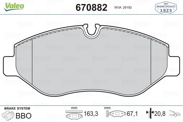 FREN BALATASI ON MERCEDES W639 W447 B906 . VW CRAFTER 30-35-50-VALEO 670882-A0044208320-2E0698151