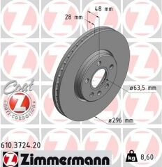 ARKA FREN DİSK ADET VOLVO S60 2019 S90 2016 2019 V60 2018 V90 2016 CAP296X5 16 JANT-ZIMMERMANN 610.3724.20-31423722