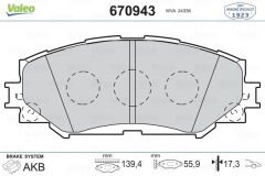 ÖN BALATA COROLLA 1.6 01/09 -1.8 05/07 -AURIS 1.4 1.6 VTI 03/07 1.8 VVTI 10/06 RAV4 III 3.06-VALEO 670943-0446542160-0446512610-WVA24336
