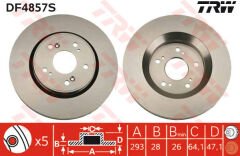ÖN FREN AYNASI ADET HONDA CR-V III 2.0I-2.4IVTEC-2.4-2.2 I-CTDI 06 293x28x5DLxHAVALI-TRW DF4857S-45251SWWG01-45251T1EG00
