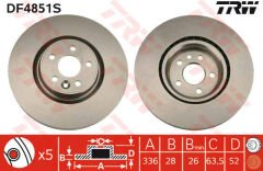 ON FREN DISK AYNASI HAVALI VOLVO S60 II 10 15 S80 II 06 V60 I 11 15 V70 III 07 15 XC70 II 09 15 336cm CAP-TRW DF4851S-30769057-30736313