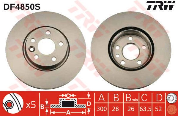 FREN DISKI ON ADET FREELANDER 2 L359 RANGE ROVER EVOQUE L538 FORD S-MAX MONDEO GALAXY 2 VOLVO S80 S60 V60 V70 300cm CAP-TRW DF4850S-7G911125BA-LR007055-LR000571