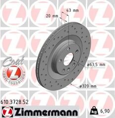 ARKA FREN DİSKİ S60 III 224 -S90 II 234 -V60 II -V90 II 235-236 -XC40 536 -XC60 II XC90 2014 DELİKLİ-ZIMMERMANN 610.3728.52-31400778-31471816