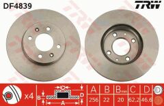 ÖN FREN AYNASI HAVALI ACCENT 11/05 İ10 01/08 RIO 05 256x22x4DLxHAVALI-TRW DF4839-517121G000