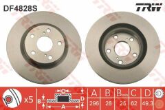 ÖN FREN AYNASI ADET HAVALI RAV 4 III ACA/ACE 2.0 VVT-I/2.2 D-4D 03/06-TRW DF4828S-4351242050-4351206140