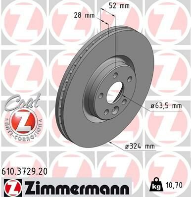 ÖN FREN AYNASI ADET VOLVO XC60 D3 D4 D5 2.4D 2.0T 3.2 T5 T6 2008 2017 CAP 324X5 BJN-ZIMMERMANN 610.3729.20-31423214-31423305