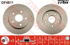 ARKA FREN AYNASI AURIS-COROLLA 1.33-1.4-1.6-1.8 259x9x5DLxHAVALI-TRW DF4811-4243112260