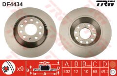 ARKA FREN AYNASI AUDI A6 4B.C5 3.0 QUATTRO 07/04 A6 4F2 2.0 TDI 07/04 302x11.7x9DL-TRW-4F0615601E