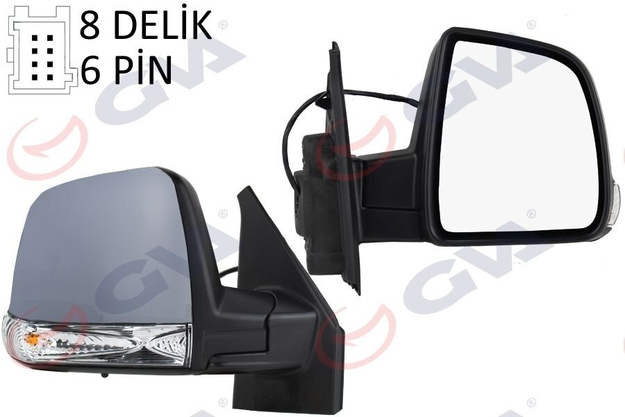 DIŞ DİKİZ AYNASI SAĞ DOBLO 11 ELEKTRİKLİ SİNYALLİ ASTARLI TEK CAMLI KONVEKS 6 FİŞ VM-668EHPR-GVA-735528040